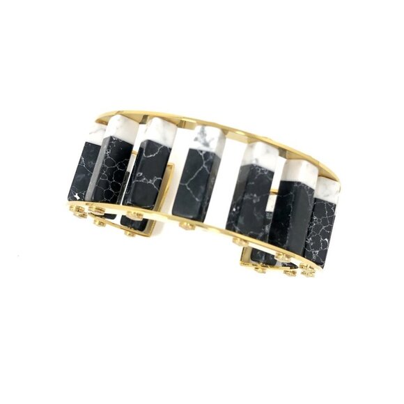 Lele Sadoughi Column Slider Cuff Black/ White - Picture 2 of 3